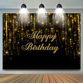 Lofaris Glitter Gold Black Bokeh Simple Birthday Backdrop